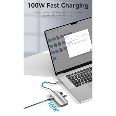 Концентратор Vention USB 3.1 Type-C to HDMI 4K60Hz/USB 3.0x3/PD 100W 5-in-1 (TQDHB) Винница - изображение 6