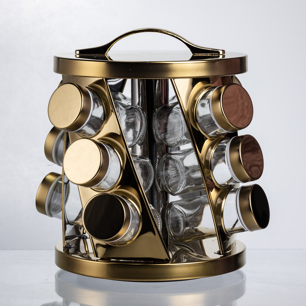 Yiwu Карусель для спецій 12 баночок по 100 мл, золото HP-1369 Коломыя - изображение 5