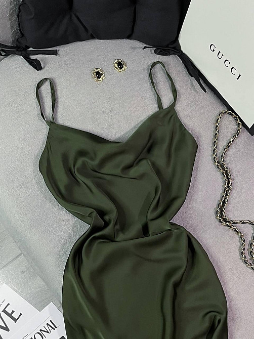 Жіноче романтичне елегантне плаття шовк Хакі, 42/44 Одеса - фото 6