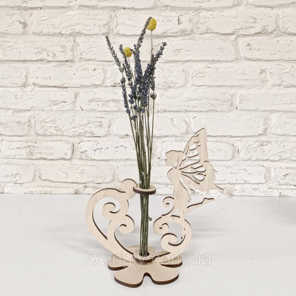 Настільна композиція із сухоцвітами в дерев'яній підставці. Ірпінь - фото 1