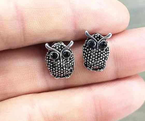 Сережки жіночі і дитячі "Сова" під срібло - довжина 1,5 см, ширина 1см, цинковий сплав Київ