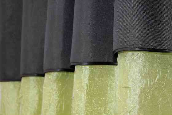 Кухонные шторы VR-Textil № 073к с ламбрекеном и подхватами салатовый с графитовым 275х170 см (52-0154) Киев