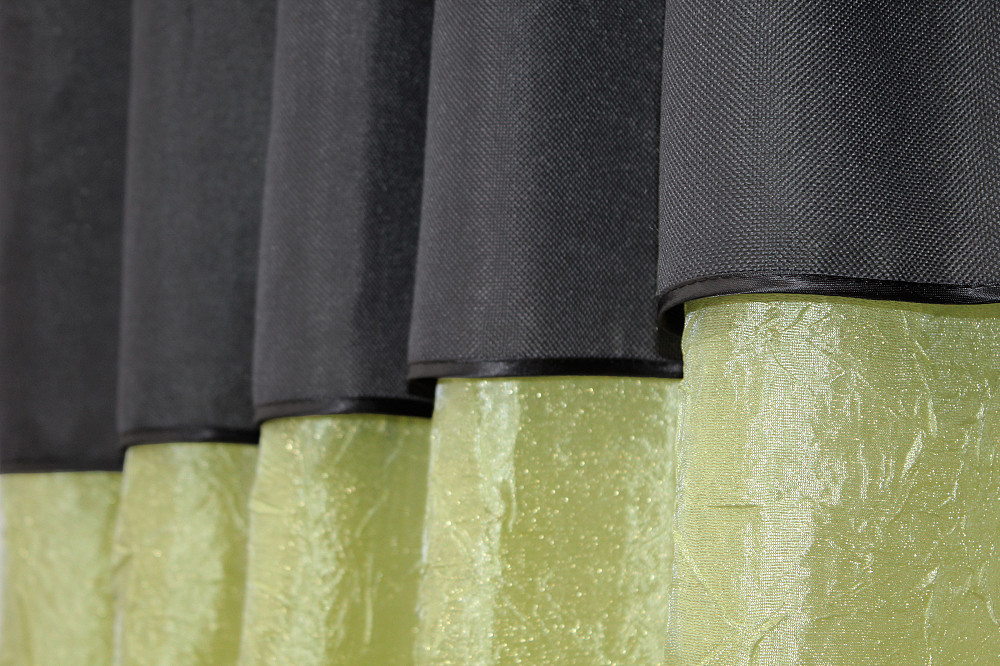 Кухонные шторы VR-Textil № 073к с ламбрекеном и подхватами салатовый с графитовым 275х170 см (52-0154) Киев - изображение 4