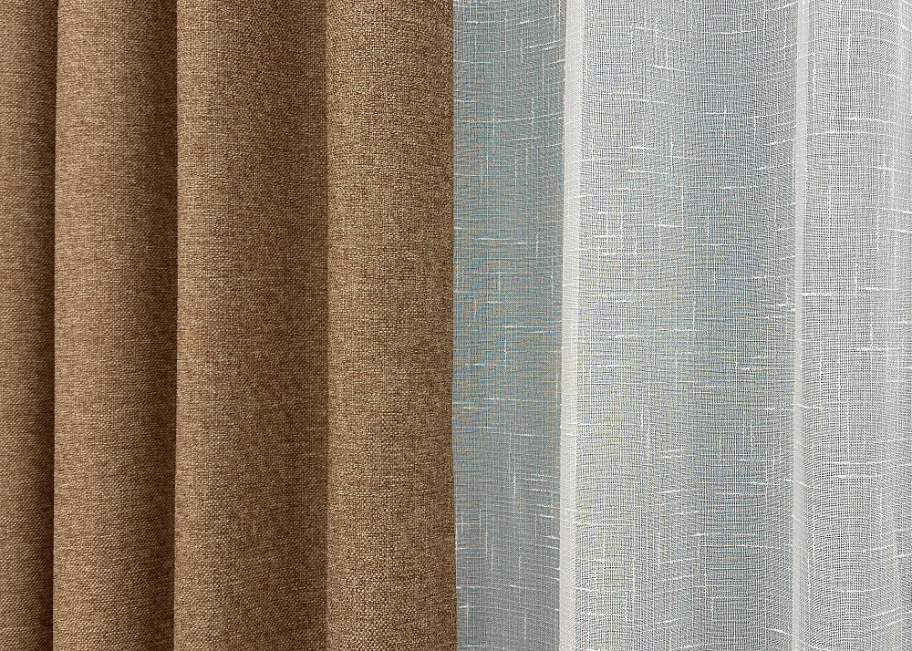 Комплект штор VR-Textil лен премиум ELEMENTA 150х270 2шт и Тюль 400х270 1865ш-115т светло-коричневый с белым 71-071/3 Киев - изображение 8