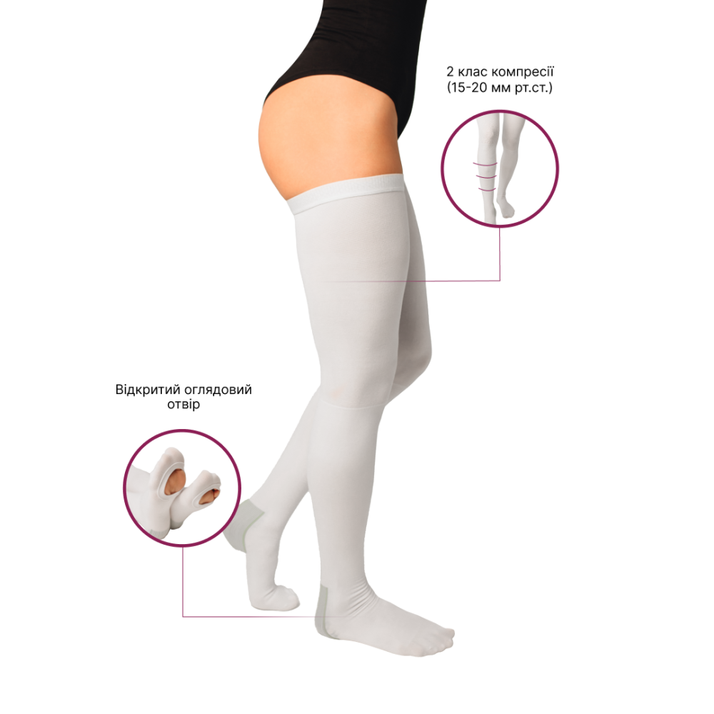Чулки компрессионные медицинские 2 класс (белый) ATE Антиэмболические Днепр - изображение 4