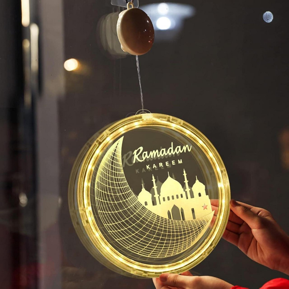 Декоративний LED світильник Ramadan, підвісна лампа Рамадан з батарейним живленням 2 шт, прикраса на вікно Київ - фото 4