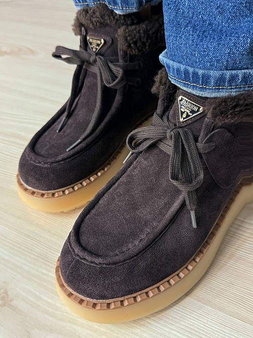 Черевики жіночі Hengji 68-6 замшеві на хутрі з опушкою коричневі, 40, 25 см Київ - фото 9