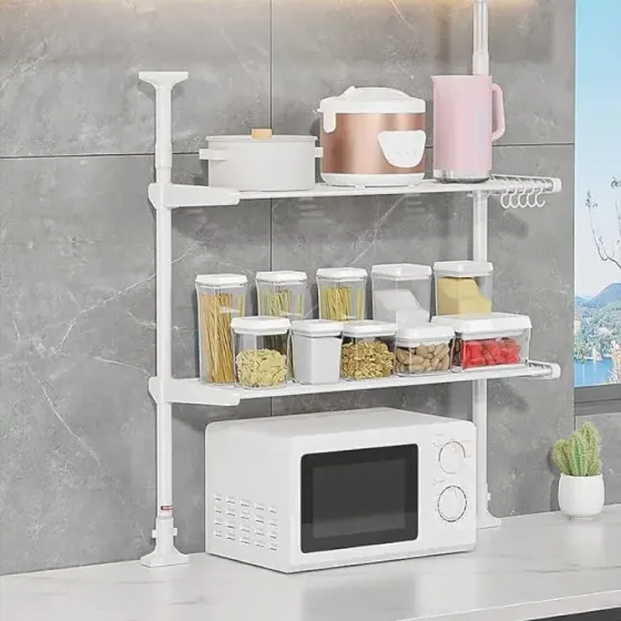 Кухонный органайзер над микроволновкой / телескопическая регулируемая полка 75х44х26см Коломия