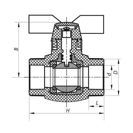 Кран кульовий PPR КШ Koer (метелик) для гарячої води 25 (Koer K0182.PRO) (KP0235) Київ