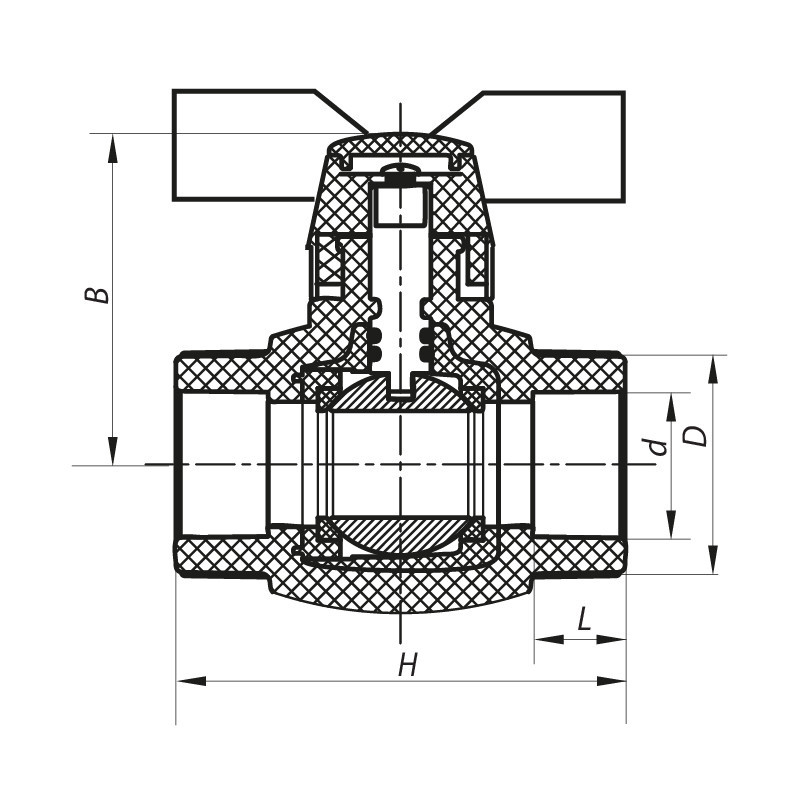 Кран кульовий PPR КШ Koer (метелик) для гарячої води 25 (Koer K0182.PRO) (KP0235) Київ - фото 2