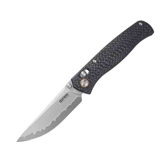 Ніж складаний туристичний SRM Medal 255L-CB2 (8.2 см) 140Cr / карбон чорний Київ