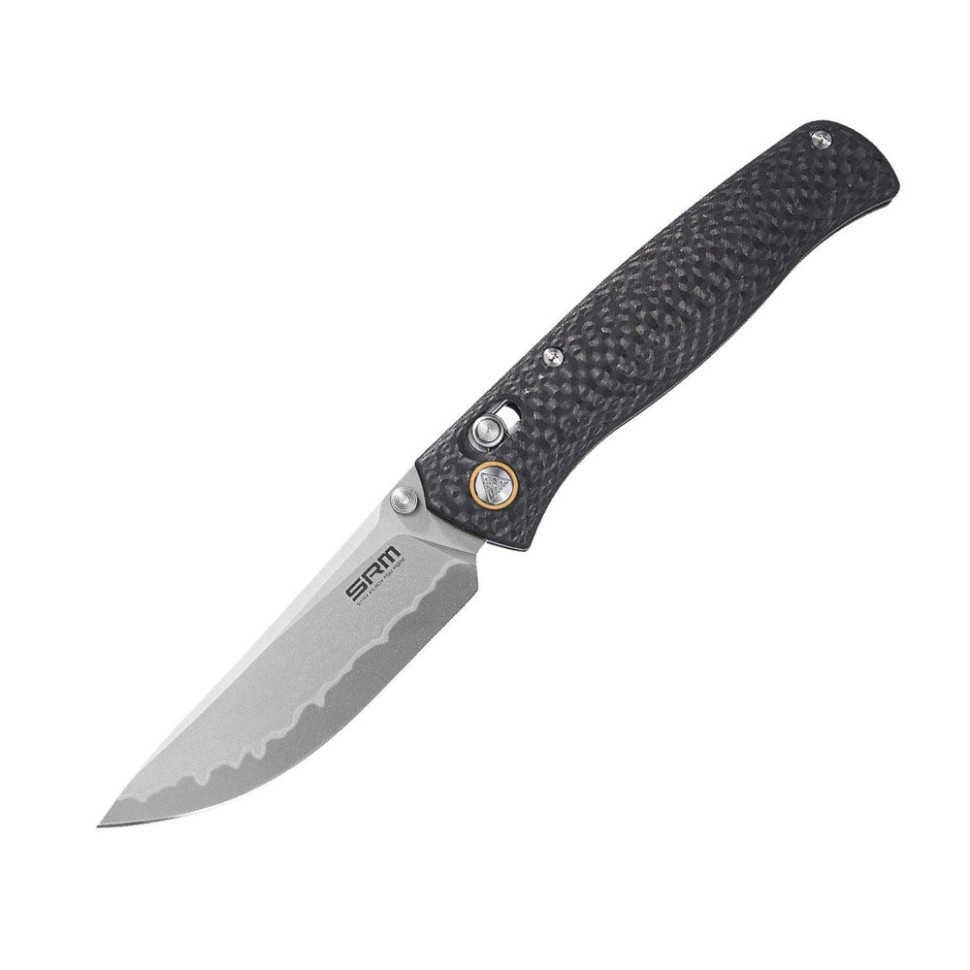 Ніж складаний туристичний SRM Medal 255L-CB2 (8.2 см) 140Cr / карбон чорний Київ - фото 1