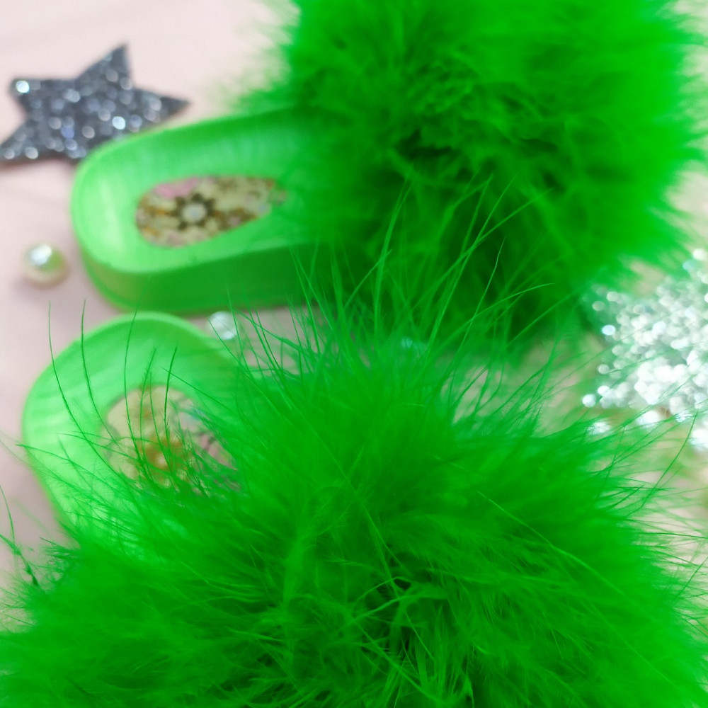 Дівчачі шльопанці PaGo пухнастики літо зелені Одеса - фото 6