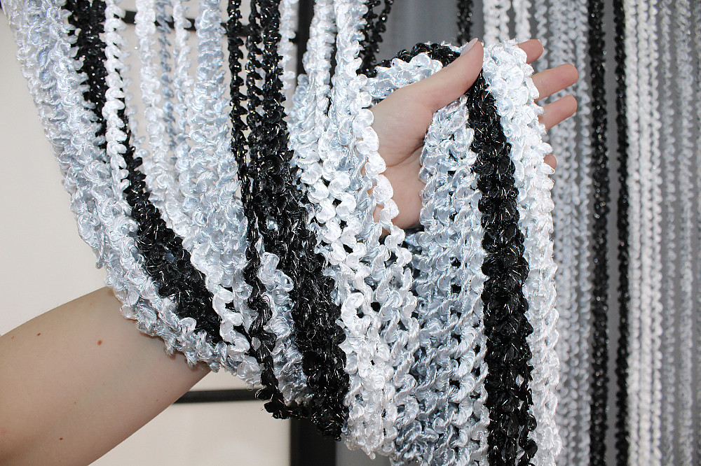 Шторы-нити спираль с люрексом Белый с серо-черным 300х300см 1 шт (61-020) Киев - изображение 7