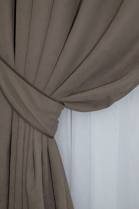 Комплект готових штор VR-Textil Мікровелюр SPARTA № 1035ш Какао 150х285 см 2 шт (30-825) Київ - фото 4