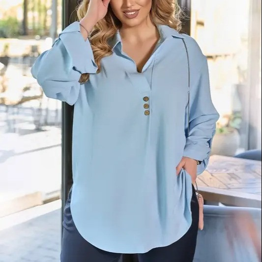 Современная голубая рубашка свободного кроя, 50-52, XXL/XXXL Лубны - изображение 1