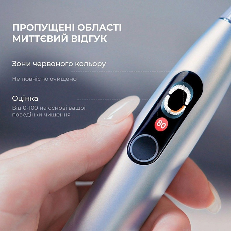 Розумна зубна електрощітка Oclean X Plus Pro Digital Silver (6970810556179) ( 11378 ) Харків - фото 4