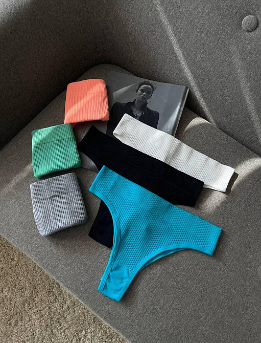 Набір з 6ти жіночих трусиків бразиліани в рубчик розмір one size різних кольорів Київ - фото 2