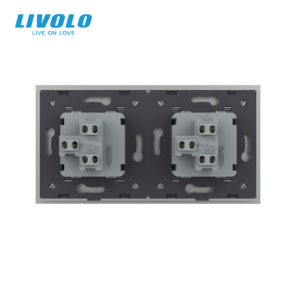 LIVOLO Двоклавішний вимикач (1-1) Livolo сірий скло (VL-C7K1K1-15) Коломия - фото 6