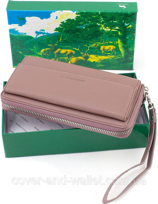 Пудровий жіночий гаманець-клатч із натуральної шкіри на змійці Marco Coverna MC 6054-6 Київ - фото 7