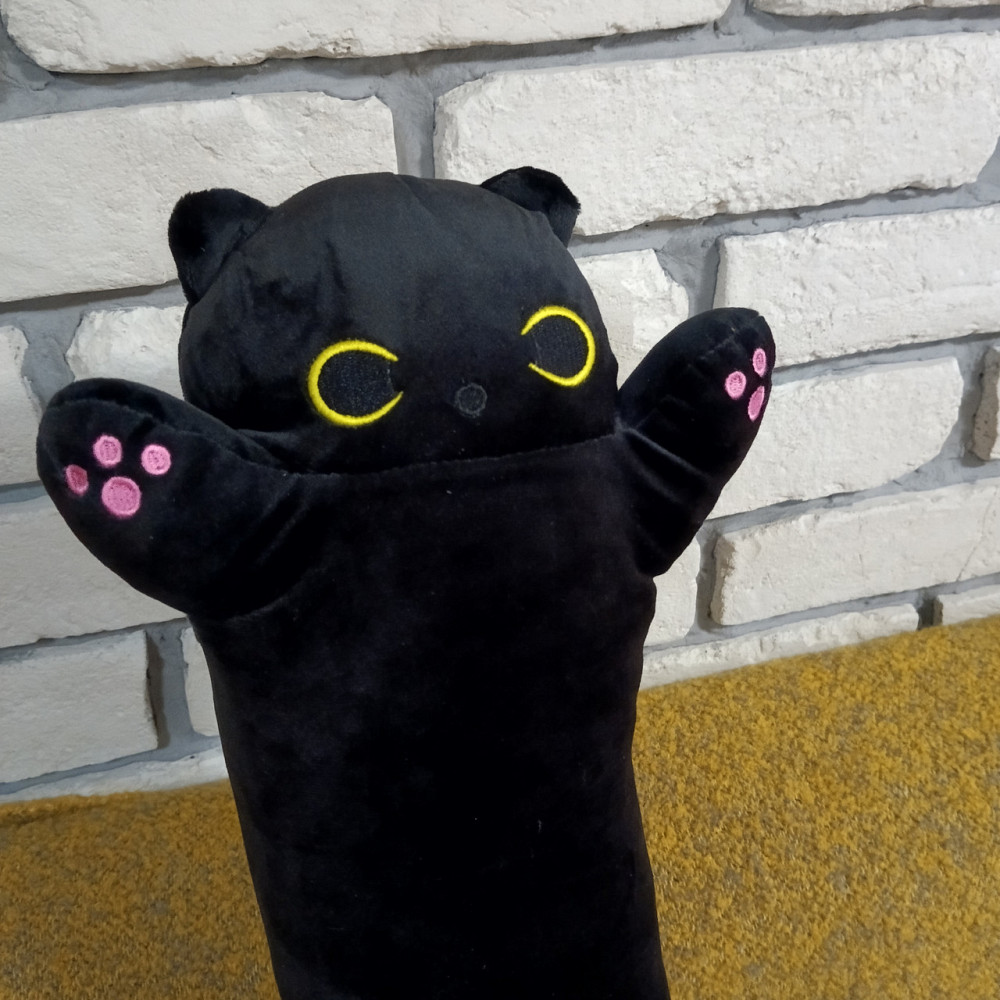 Мягкая игрушка подушка Кот-батон черный длинный кот обнимашка 50см Киев - изображение 11