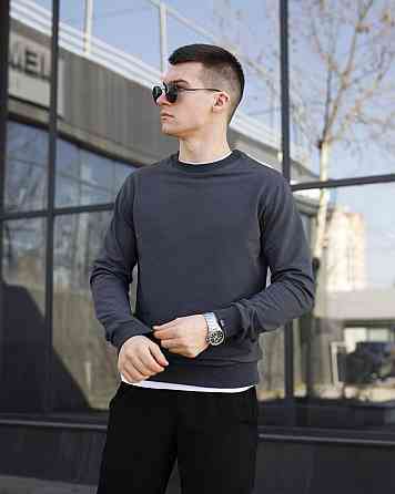 Свитшот мужской однотонный темно-серый Pobedov 001 Киев