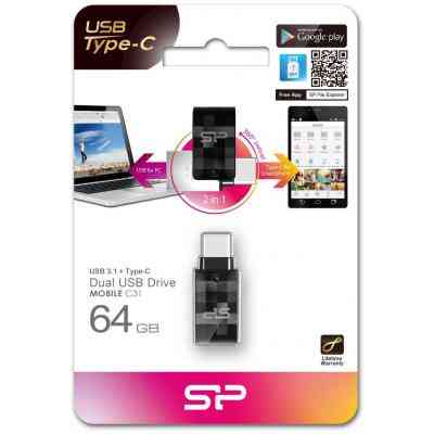 USB флеш накопичувач Silicon Power 64GB Mobile C31 USB 3.1 / USB Type-C (SP064GBUC3C31V1K) Вінниця