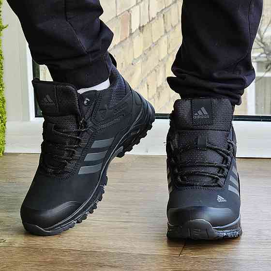 Зимові Кросівки Adidas Climaproof з МЕХОМ Чорні Чоловічі Черні Черні Черні Черевики Адідас (розміри: 42) - 59-4 Дніпро