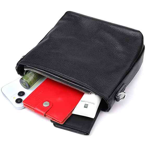 Жіноча сумка на плече з якісної натуральної шкіри Vintage 22914 Чорний Київ