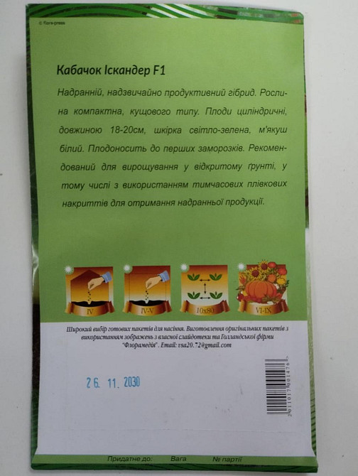 Кабачок "Іскандер F1" 5 гр Харків - фото 2