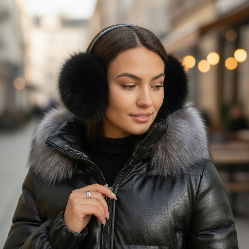 Наушники меховые женские песцовые Черный Харьков - изображение 1