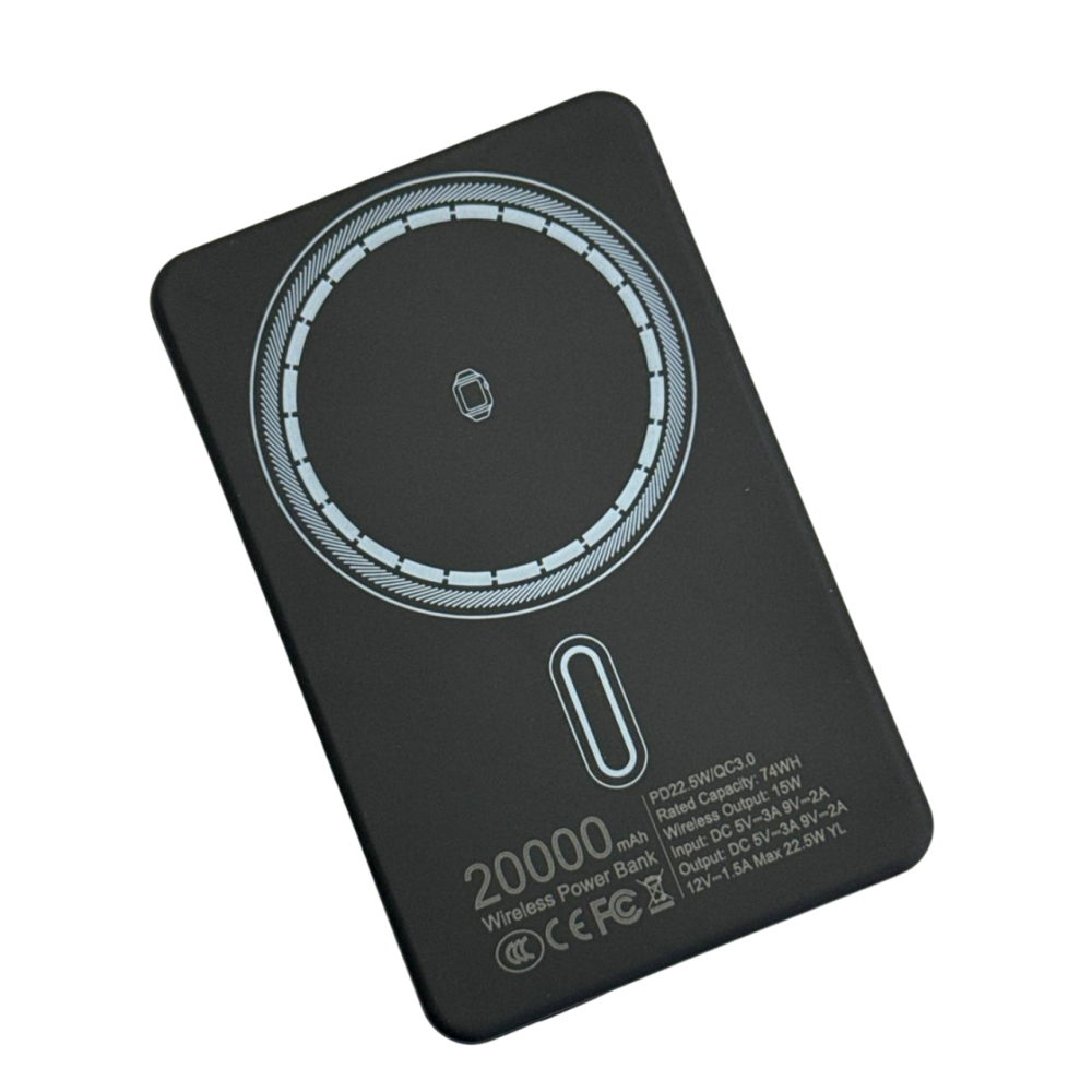 Павербанк 20000мАч для смартфона з бездротовою магнітною зарядкою, бездротовий Power Bank для iPhone магсейф Black Кам'янець-Подільський - фото 2