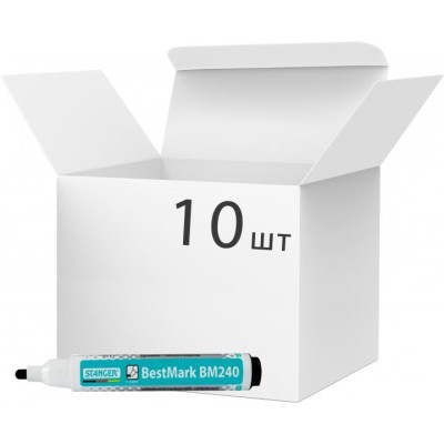Маркер Stanger для сухостираємих дощок, 1-3 мм чорний 10 шт (MARKER-BOA-STM240B10) Вінниця - фото 1