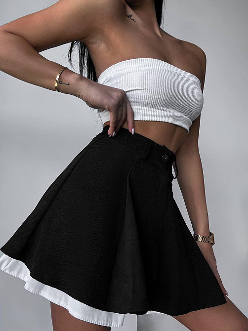 Женская трендовая юбка-шорты вельвет + коттон Черный, 42/44 Одесса - изображение 5