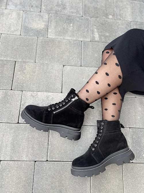 Черевики жіночі RONE BALMAN чорні натуральна замша висота 13см (2760) Коломия - фото 10