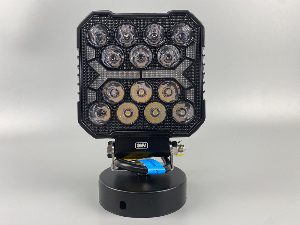 Фара LED квадратна 16 Led chip 12/24V. Широкий промінь + DRL світло (жовта горизонт лінія), світло 6500К, IP67 Мукачево - фото 4