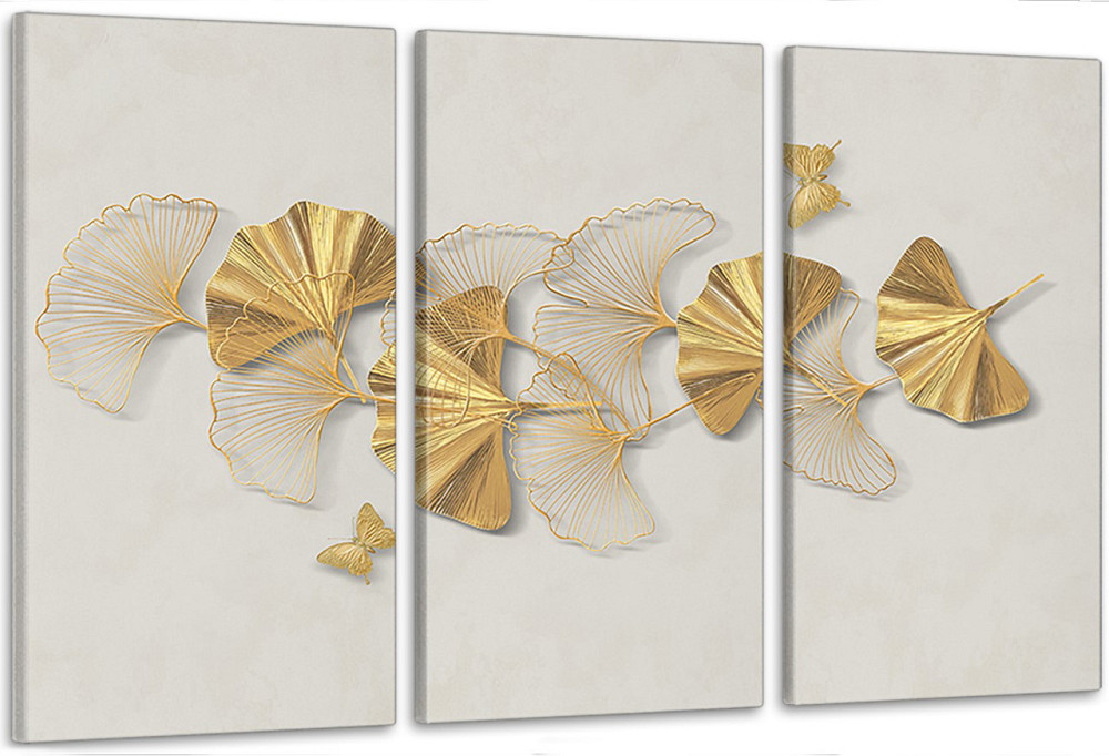 Модульная картина в гостиную / спальню  Золоті листки    ART-142_3A 100х150 см Киев - изображение 1