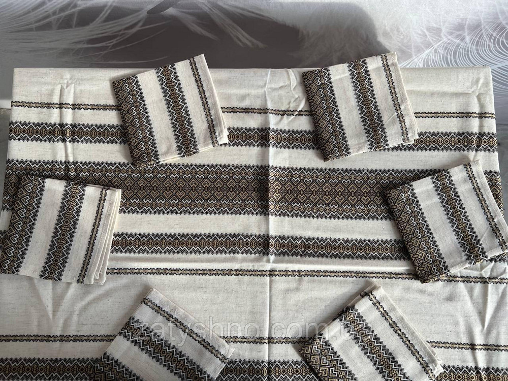 Кофейная   вышитая скатерть с салфетками Киев - изображение 9