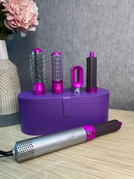 Стайлер + Коробка 5в1 HAIR BRUSH Styler для различных типов волос с функциями придания объема, выпрямления, укладки Фиолетовый Коломия - фото 1