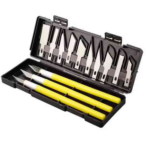 Нож прецизионный 3шт с 13 сменными лезвиями для резки дерева кожи, пластик, кейс Вінниця