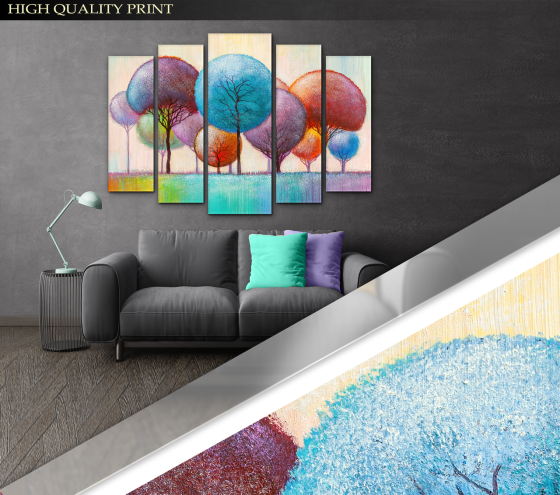 Модульна картина у вітальню / спальню Абстракція Казковий ліс Art-458_5 ( 80х118см ) Київ