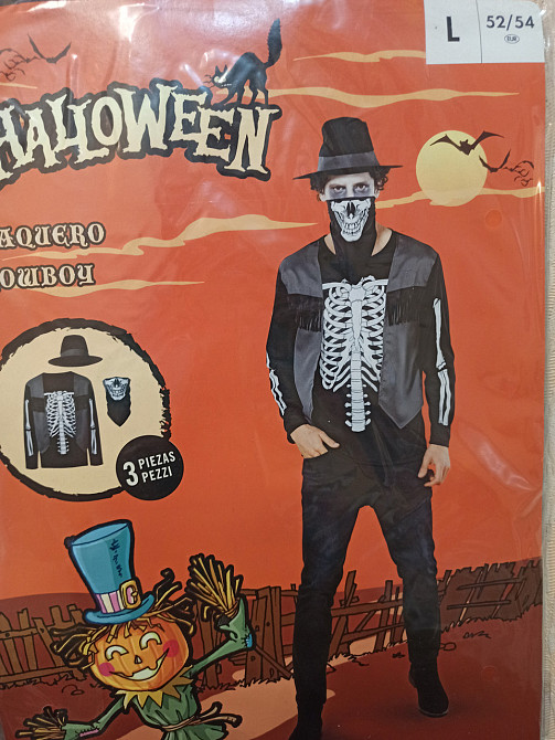 Ковбойський костюм для вечірки на Хелловін футболка з довгим рукавом капелюх бандана розмір L 52-54 чорний Київ - фото 5