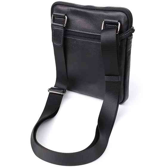 Сумка на плече для чоловіків із міцної зернистої шкіри Shvigel 23152 Чорний Київ