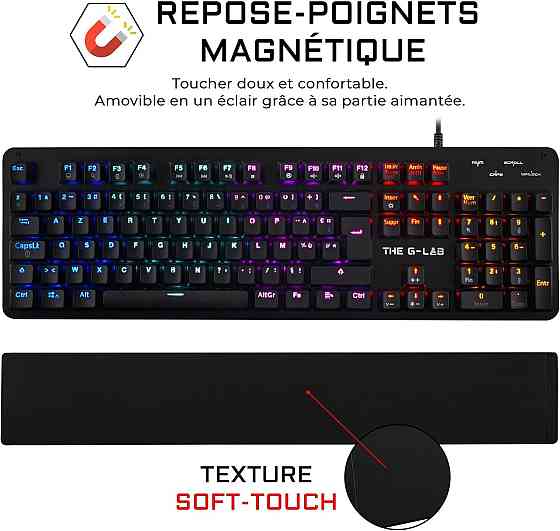 Ігрова клавіатура механічна дротова з RGB-підсвіткою для з PC, Mac, PS4, Xbox One, THE G-LAB чорна USB, геймерська ергономічна Київ