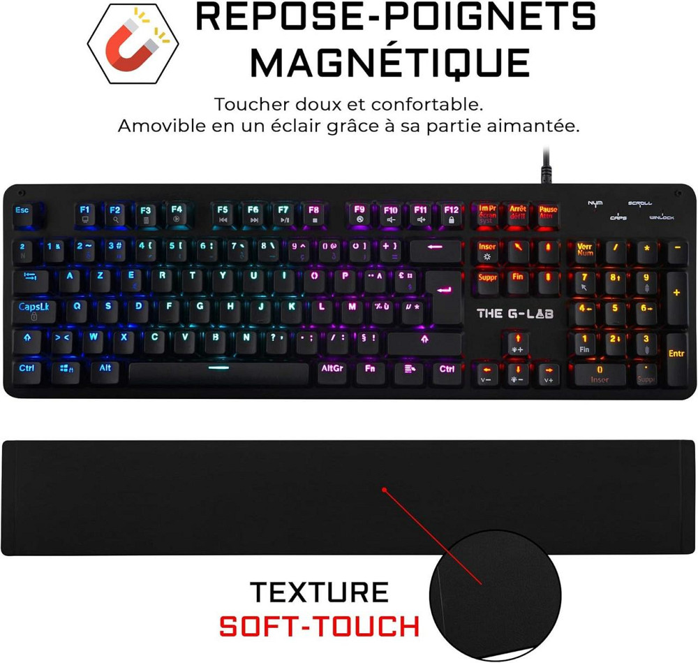 Ігрова клавіатура механічна дротова з RGB-підсвіткою для з PC, Mac, PS4, Xbox One, THE G-LAB чорна USB, геймерська ергономічна Київ - фото 3