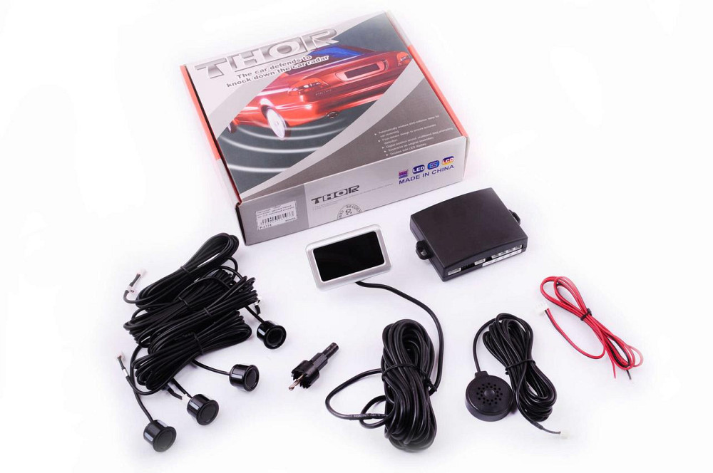 Парктроник mod:PA102 (датчики черные 4шт, LCD, монтажный комплект) THOR Мукачево - изображение 1