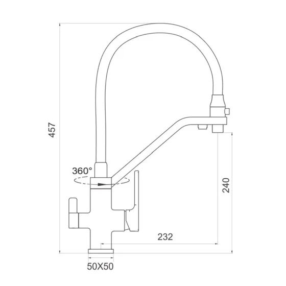 Змішувач для кухні з підключенням до фільтру GAPPO G4317-6 з гнучким виливом, чорний Київ
