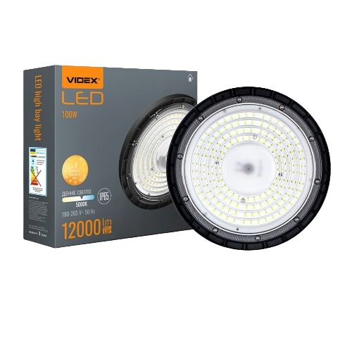 LED Світильник висотний 100W 5000К 12000Lm 220V чорний ХайБей VL-HBe03-1005B Videx Житомир