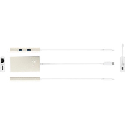 Концентратор J5create USB-C 5-in-1 2xUSB 3.0 + HDMI 4K + USB-C PD + RJ45 1000Mbps gray (JCA374-N) Винница - изображение 7