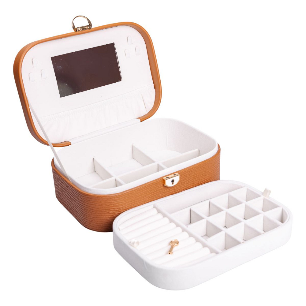 Yiwu Скринька для прикрас з еко шкіри 2 яруси із замком органайзер для ювелірних виробів HP-5-1 Коломыя - изображение 6
